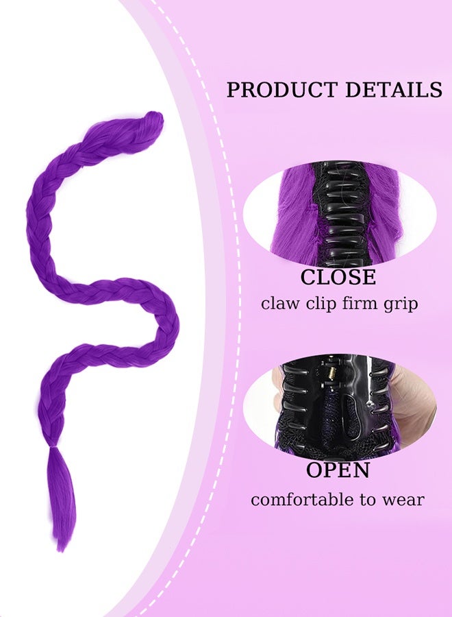 Organizer 27-inch Long Purple Braided Ponytail Wig, Stunning for Parties and Cosplay Looks, Made with soft fibers and delicate braids for comfortable wear - Image 2